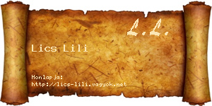 Lics Lili névjegykártya